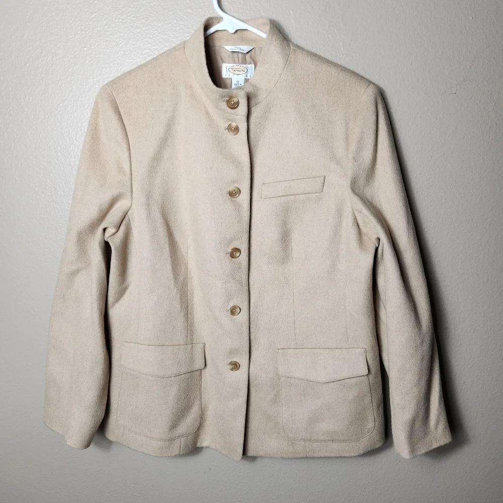 Talbots Petite Vintage 100% Camel Hair Tan Buttonfront Office Jacket-Size 12P